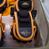 Black and orange baitcaster fishing reel protector case 