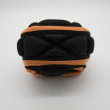 Black and orange spinning reel protective case side view