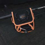Black and orange spinning reel protective cover